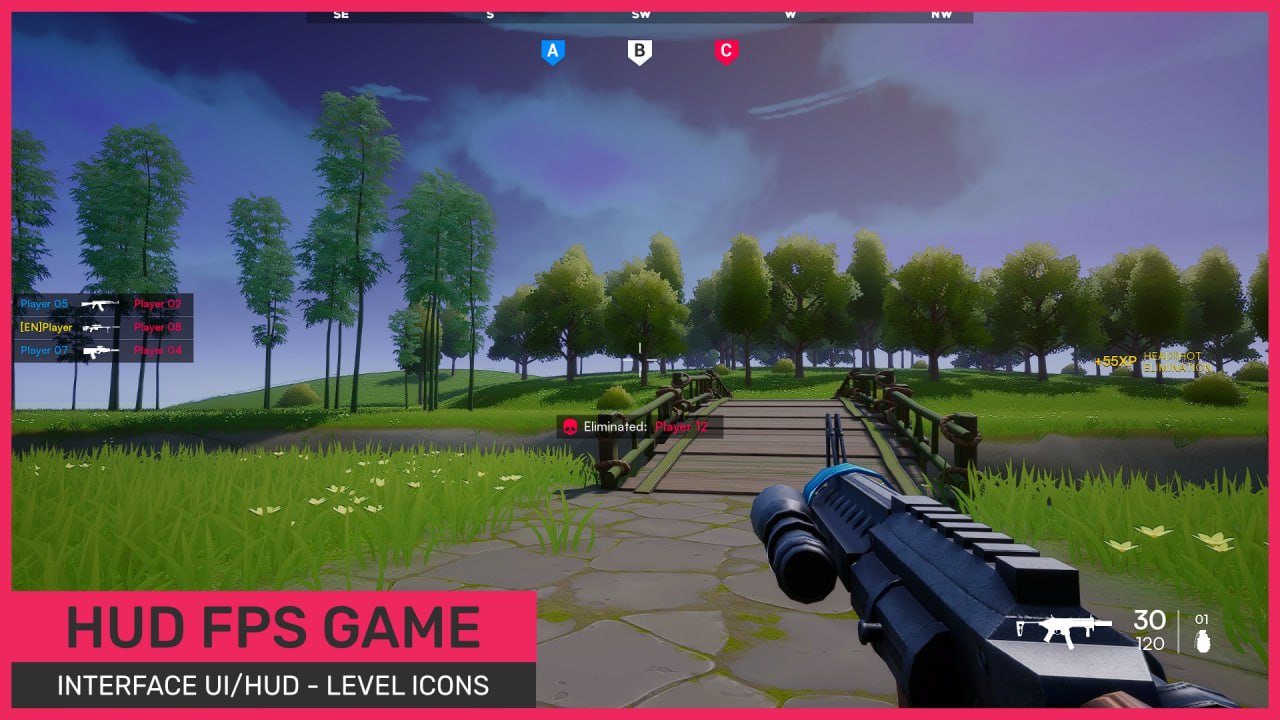 FPS interface UI/HUD - Killfeed/Compass - Pack Kit Ready to play📱