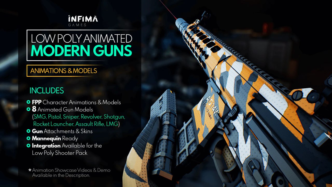 Low Poly Animated - Modern Guns Pack📱