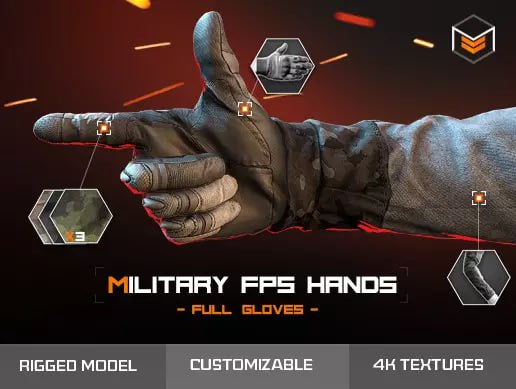 Military FPS Hands: Full gloves📱