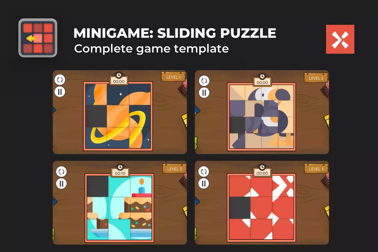 Sliding Puzzle Game Template📱